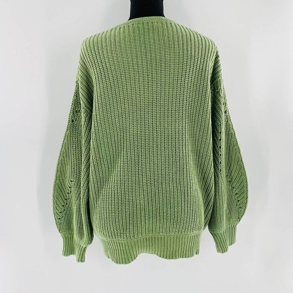 LUSH Open Stitch V-Neck Oversized Sweater In Pistachio Size Small - Picture 5 of 11